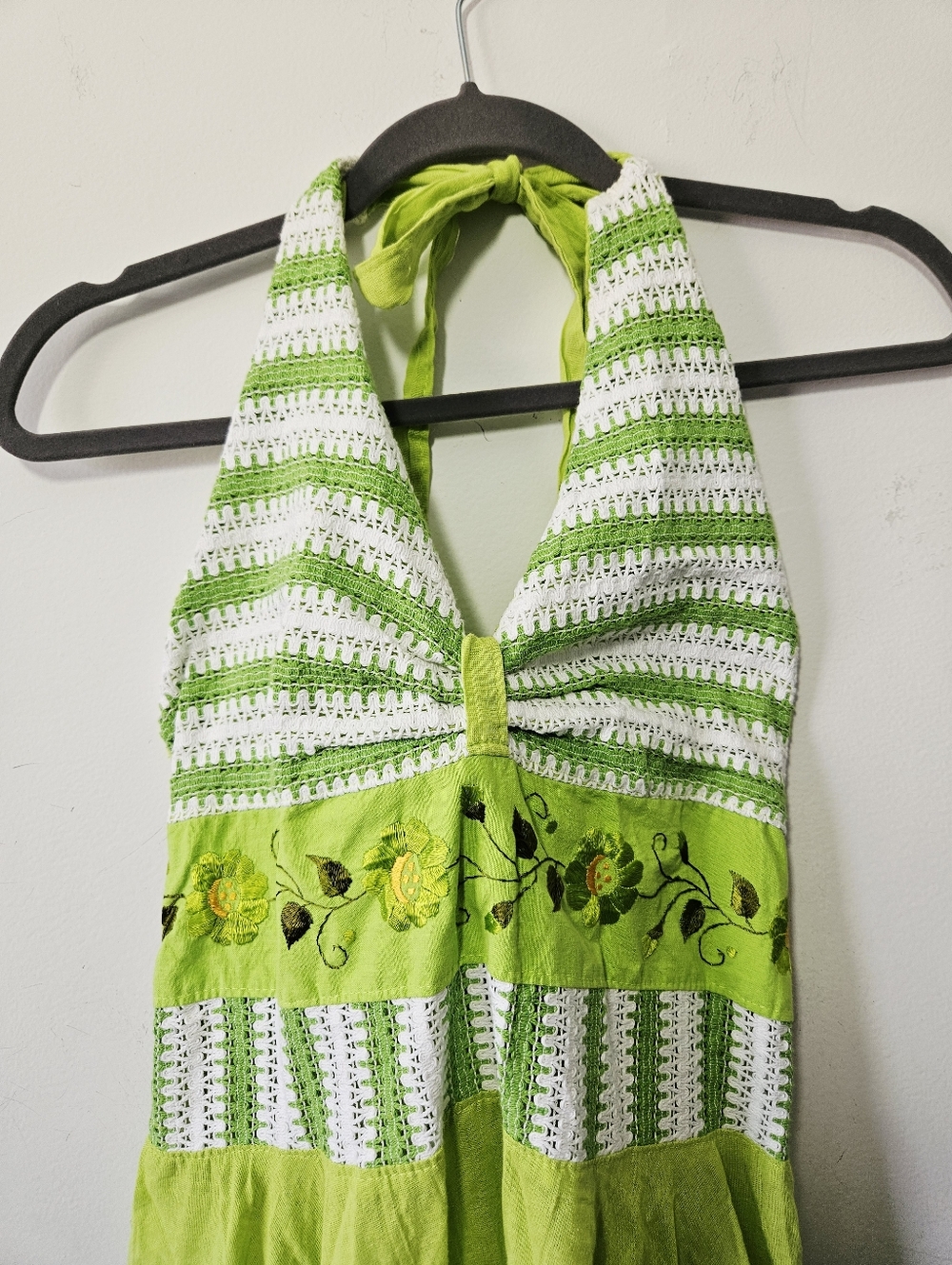 Fairycore Boho Hankerchief Dress Size S Floral Green Garden Fairy Whimsical - Picture 4 of 4